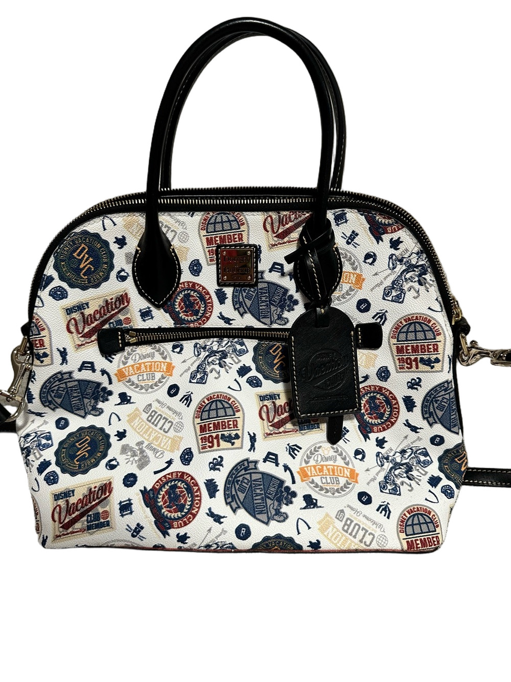 Retired Disney Parks Dooney & Bourke White Multi 'Vacation Club' Satchel